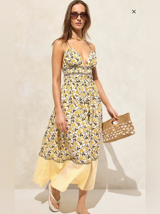 J. Crew Dresses & Skirts - J. Crew Cotton voile plunge maxi dress in daffodil daze block print Size L